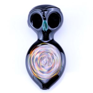 tubo de vidrio temático al por mayor-Tubo de mano de vidrio templado búho negro