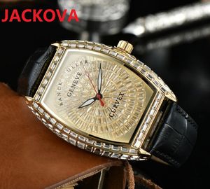 モントルデラックスメンズビッグダイヤモンドリングクォーツ腕時計ブラックブラウンレザースーパー発光腕時計腕時計レディース防水時計