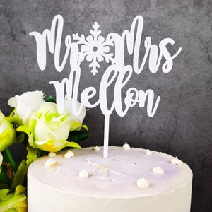 kişiselleştirilmiş özel kek topper toptan satış-Diğer Festival Parti Malzemeleri Özel Adı Düğün Noel Kek Topper Kişiselleştirilmiş Mr Mrs Topper Kış Nişan Özel Kar Tanesi