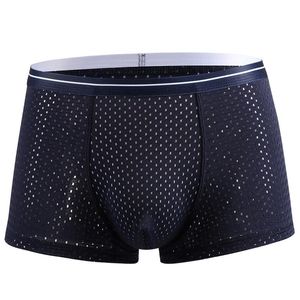 Underbyxor manliga shorts underkläder män trosor boxare för man mesh sexig snabb torr homme nylon is silke andningsbar stor storlek xl