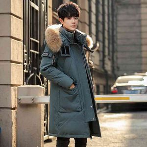 Wholesale wool over coat resale online - Down et new winter thickened warm and cold proof trend coat men s large wool collar medium length over the knee