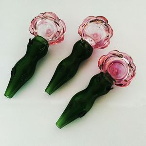 Verbazingwekkende rose vorm rookleidingen dikke glazen hand pijp dab rig inch lengte