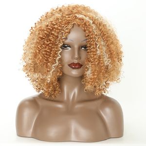 ingrosso parrucche di dhl-DHL Spedizione Sintetica Afro Afro Kinky Riccio Breve parrucca Bobo Simulazione Parrucche per capelli umani Perruques de Cheveux Humains Pelucas JS036