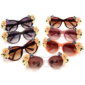 güneş gözlüğü 3d toptan satış-Moda Kadınlar Retro Güneş Gözlüğü D Gül Tasarım Güneş Glasse Goggles Anti UV Gözlük Boy Çerçeve Gözlük Süs A