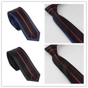 Nacke slipsar mäns kostym design gränsad blå svart röd vertikal randig slips skinny slips cm klänning tröja bröllop cravat1