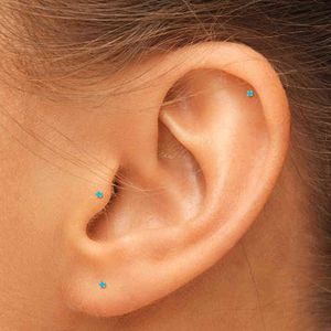 2mm stud earrings achat en gros de Domino Handmade Tiny CZ mm Couleur Couleur de l oreille Zircon Stud petit tragus Helix Cartilage Shinny Boucle d oreille