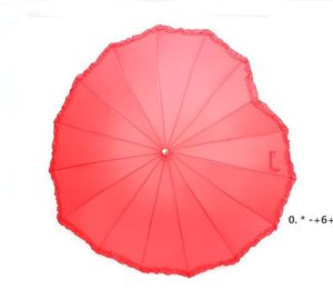 Röd hjärta form paraply romantisk parasoll långhanterat paraplyer för bröllop foto rekvisita paraply valentin dag present havsfartyg rrb13453