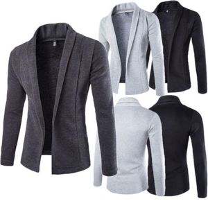 mens long knit coat toptan satış-Erkek Ceketler Erkekler Moda Şık Uzun Kollu Slim Fit Örgü V Boyun Hırka Kazak Ceket Ceket Rahat Erkek Mont