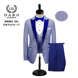 Wholesale white gold tuxedos for sale - Group buy DARO Men Suit Bridegroom Wedding Tuxedo New Style Blazer Pattern Jacket Vest Pant Piece Slim Fit White Gold Blue Wine Party