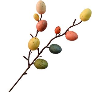 Decorative Flowers Wreaths PC Easter Egg Tree Decor Creative Branches Painted Eggs Green Leaves Simulation Bouquets Home Arrival