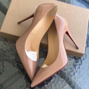 Super quality Sexy Women dress shoes pumps lady fashion Heels Red Bottom Low heels Suede Patent genuine Leathers Pointed Toe Pump Reds Soles Wedding leather heel
