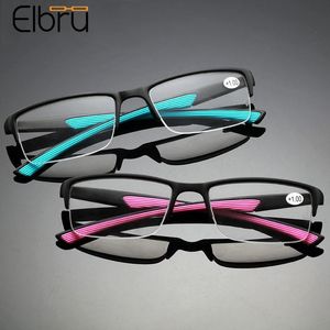 Sunglasses Elbru Vintage Semi rimless Reading Glasses Clear Lens Prebyopia Spectacles Men Women Hyperopia Eyeglasses Diopters To