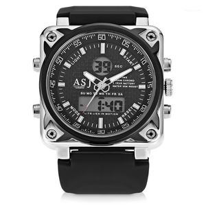 ASJ B181 Men Sport Watches Dual Movt Army Watch Chronograph Waterproof Japan Quartz Movement Wristwatch1