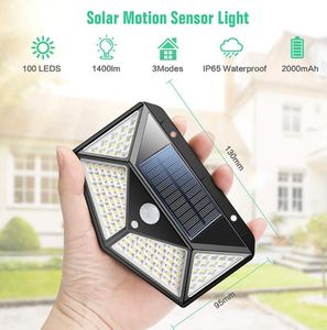 Wholesale side wall lights for sale - Group buy 100 led solar light outdoor Street wall Light PIR Motion Sensor for garden Yard decoration lamp Security Spot Lights Luminaria sided