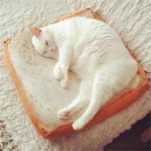 Cat Beds Furniture Toast Bread Pillow Dog Pet Supplies Bed Mat Soft Cushion Plush Seat Gifts CB