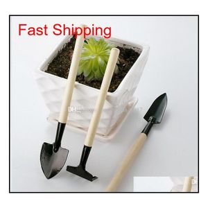 Wholesale harrow rake for sale - Group buy 3pcs Mini Shovel Rake Set Portable Gardening Tool Bonsai Tools Wooden Handle Metal Head Shovel Harrows Spade For Flow qylkKV bde_luck