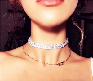 сексуальный блеск для женщин оптовых-Новая модный сплав серебро цвет Алмазного Bling Три Короткие ожерелья линии Sexy для женщин Rocker Толстых змеек цепи