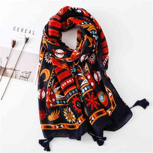 Wholesale indian scarfs for sale - Group buy Scarves Indian womens printed viscose shawl African fashion flower nationality scarf warm Muslim autumn and winter ZFY5
