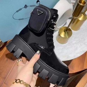 Wholesale outdoor boot brush for sale - Group buy 2020 Designer Women Brushed Rois Boots Top Cow Leather Nylon Nylon Boots Removable Bag Black Ladies Outdoor Boots size