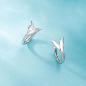 Hoop Huggie SUNIANGON Small Mermaid Tail Earring Real Sterling Silver White Gold Round Elegant Women Earrings Korean