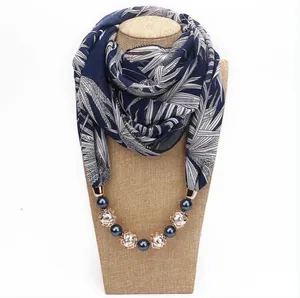 Szaliki Ylwjż wielootykowy dekoracyjny biżuteria naszyjnik żywicy koraliki wisiorek szalik kobiety fuldard femme głowa hidżab szaliki