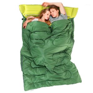 Wholesale outdoor envelope sleeping bag resale online - 2 m m Outdoor Double Sleeping Bag Envelope Style Spring and Autumn Camping Hiking Portable Sleeping Bag with Pillow1