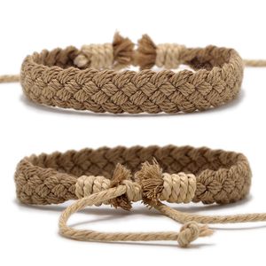 手織茶色の編み毛編みのBoho Bracelet Summer Beachボヘミアンヴィンテージコットンロープ文字列ネパールエスニック織りブレスレット