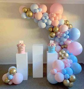 Roze blauwe boog garland ballon kit ster maan folie ballonnen bruiloft verjaardag baby douche partij decor levert lucht ballen globos