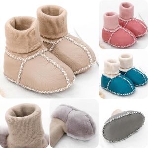 Pierwsi piechurki prawdziwe skórzane buty dziecięce buty niemowlęta ciepłe zimowe futro wełniane dziewczyny botki sheepskin boy sock urodzony