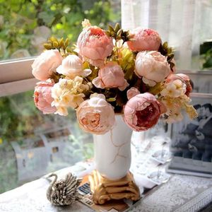 Dekoracyjne kwiaty wieńce sztuczne jedwabne piwonia bukiety dom ogród wesele ślubny bukiet wystrój walentynki dekoracji sprężyny