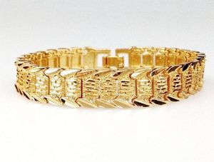 mens solid gold chain bracelets toptan satış-Bileklik Bilezikler İçin Kadın Erkek Katı Köstek Bağlantı inch Altın Charms Bilezikler