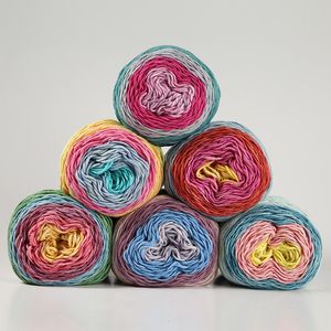 Wholesale cotton yarn balls knit for sale - Group buy 100g ball Rainbow Cotton Yarn Segment dyeing strands of Milk Cotton Yarn DIY Hand knitted Sofa cushion Pillow Yarn