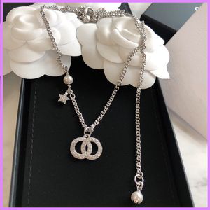 Vrouwen Mode Ketting Zilveren Star Diamanten Kettingen Luxurys Sieraden Hanger Accessoires Ontwerpers Keten Parel Dames voor Partij D221136F