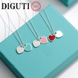Tiff s925 sterling silver pendant jewelry high end craftsmanship with official logo blue heart necklace