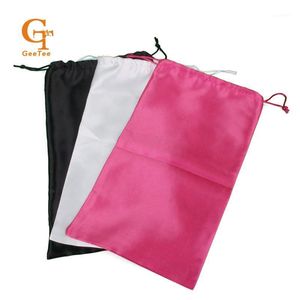 Blank Black White Pink Silk Satin Hair Extension Packaging Bags Human Women Virgin Bundles Packing Bags gift Bag1 Gift Wrap