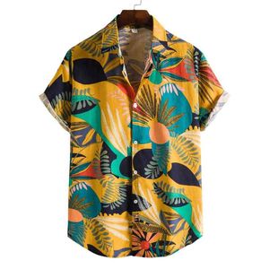 Aangepaste OEM tropische bloemen poplin shirt polyter shirt heren digitale print shirt Hawaiiaanse mannen korte sv