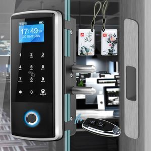 Smart Door Fingerprint Lock Electronic Digital Gate Opener Electric RFID Biometric finger print security Glass Password Card Y200407