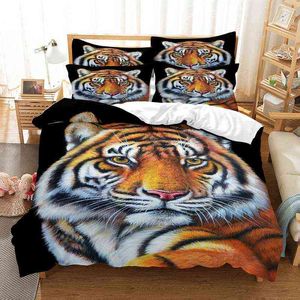 tigers bedding sets оптовых-Могучий тигровый пододеяльник набор D цифровой печати постельного белья мода дизайн одеяла чехол постельного белья комплект кроватей G0107