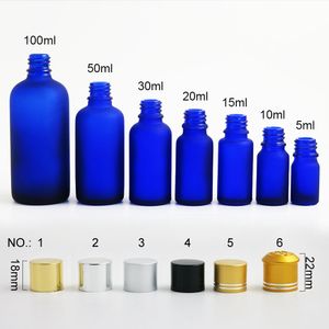 Wholesale tamper evident container for sale - Group buy 20 x Cobalt Blue Frosted Glass Bottle ml Cosmetic Container Tamper evident top cap travel empty bottle vial