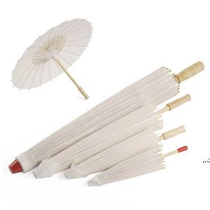Klasyczne Białe Papiery Bambusowe Parasol Craft Opied Paper Parasole DIY Kreatywny Puste Malarstwo Panna Młoda Ślub Parasol Etap DHF13083