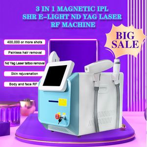 Toptan satış 3 1 Çok Fonksiyonlu Güzellik Makinesi IPL SHR Lazer ND YAG Kalıcı Saç Sökücü / SHR IPL Saç Azaltma + Q Anahtarı Lazer Dövme Sökme