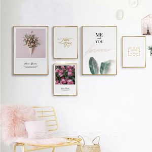 Schilderijen verse roze witte rozen en zoete taal canvas schilderij kunst print poster foto muur mooie huisdecoratie1