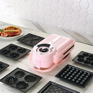 gözleme fırıncıları toptan satış-Ekmek Makineleri W Elektrikli Sandviç Makinesi Zamanlama Waffle Toaster Baker Kahvaltı Makinesi Takoyaki Pancake Donuts Sandwichera v1