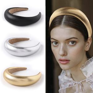 Wholesale thick hair bands for sale - Group buy Women Leather Thick Sponge Headband Fashion Vintage Leather Head Hoop Wide Hairbands Party Jewelry Hair Accessories HHA1651