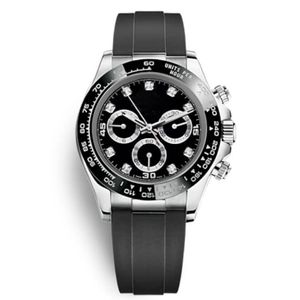 мужчины черные алмазные часы оптовых-Резиновые звездные черные часы Diamond Fashion Ceramic Bezel Мужская секундомер механическое автоматическое движение спортивные люди дизайнерские наручные часы хронограф