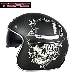 Motorcycle Helmets TORC V587 Open Face Half Helmet Carbon Fiber Shell Vintage Retro Motorbike Chopper Racing Moto Helmets1