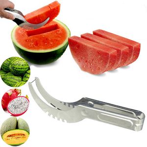Stainless Steel Watermelon Slicer Cutter Melons Knife Cutter Corer Scoop Fruit Vegetable Tools Kitchen Gadgets HHA2008