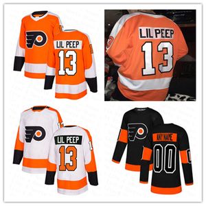 молодежная хоккейная форма оптовых-Мода Звезда Мужчины Женщины Молодежь Lil Peep Филадельфийская Фланеры Джьи Хоккей Шитый Оранжевый Черный Белый Хороший Особый размер S XXXL