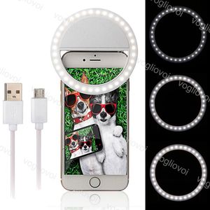 Novelty Lighting Selfie Ring Lights Dimmerbar USB Uppladdningsbar Mobiltelefon Lins Portable Flash Clip Light Beauty Live för iPhone Xiaomi DHL
