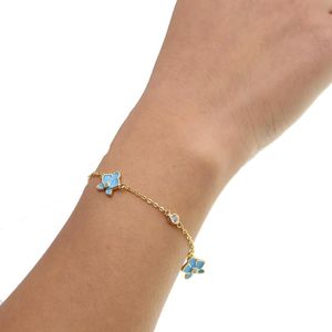 bracelet fleur émail achat en gros de Charme bracelets élégant mode bleu couleur émail huile goutte goutte fleur cz bijoux pour femmes fille enfant cadeau pultsiras
